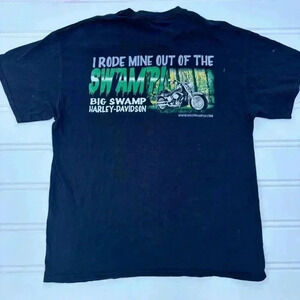Harley-Davidson rode mine out of the Swamp Black T-Shirt L  Alabama Big Swamp